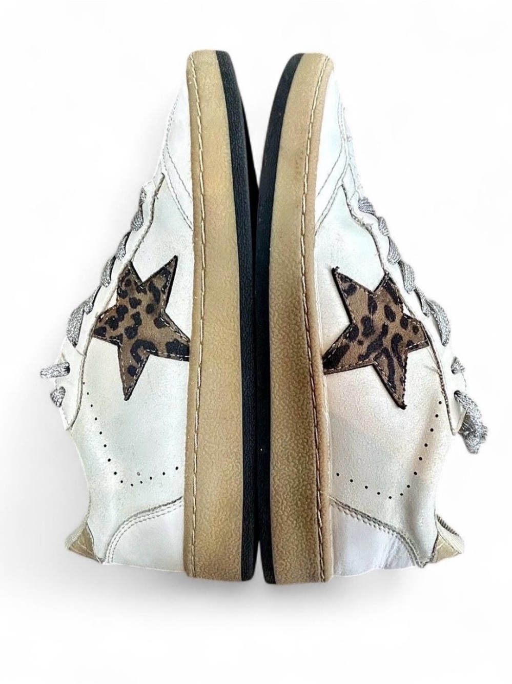 ShuShop White Sneakers with Leopard Star Size 6.5 Rock Edgy
